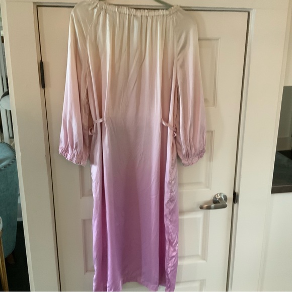 Raquel Allegra Ombré Tie-Waist Midi Dress Sz M/2 Silk Charmeuse Pink Med… - Picture 7 of 7